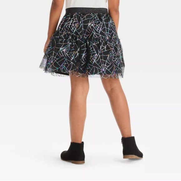 Girls Cat & Jack Halloween Spider Webs Tiered Skirt Size 4/5 6/7 8 10/12 14 NWT - Picture 2 of 3